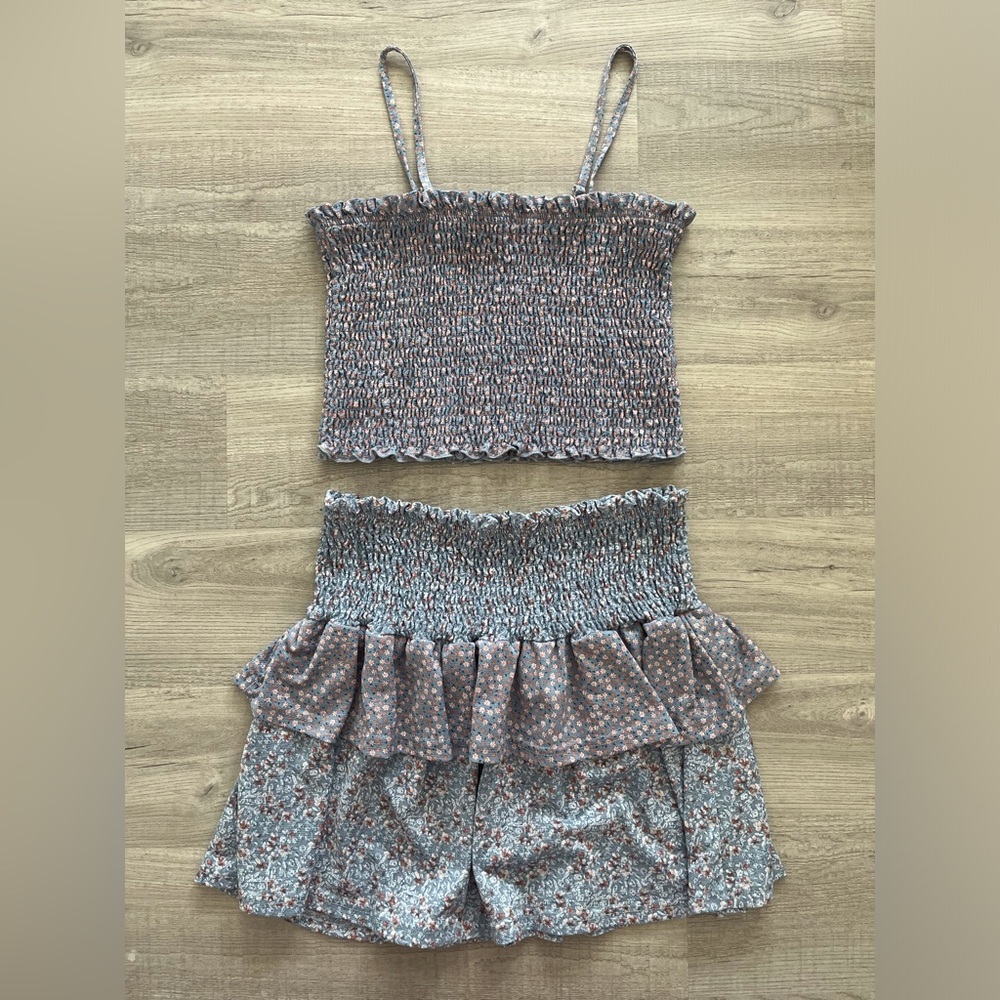 Floral Smocked Two-Piece Dress Set